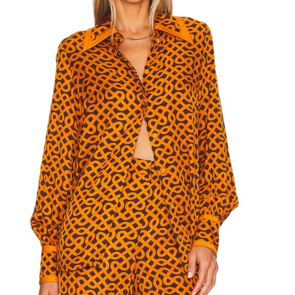Alice McCall Akima Button-Up Top in Toffee - US 6 - Picture 7 of 7